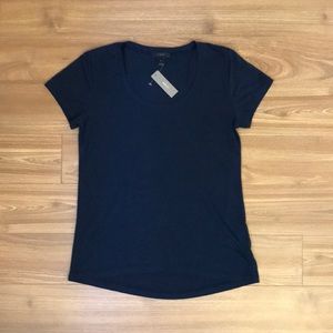 J. Crew Tencel Scoopneck T Shirt XS Navy Blue NWT